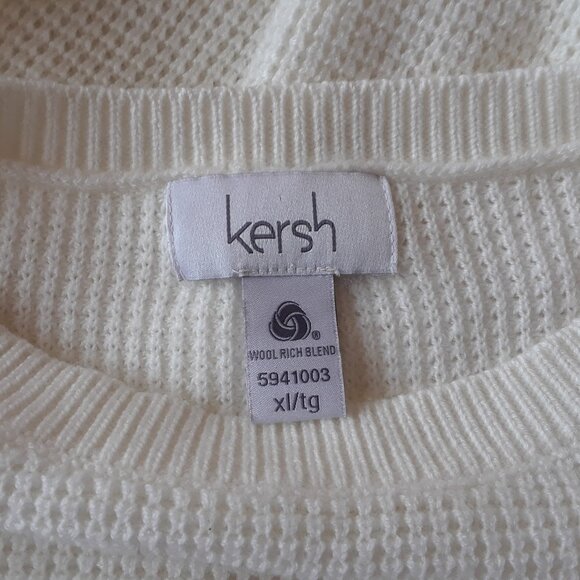 Kersh Merino Wool Blend White Knit Sweater XL - Picture 4 of 7
